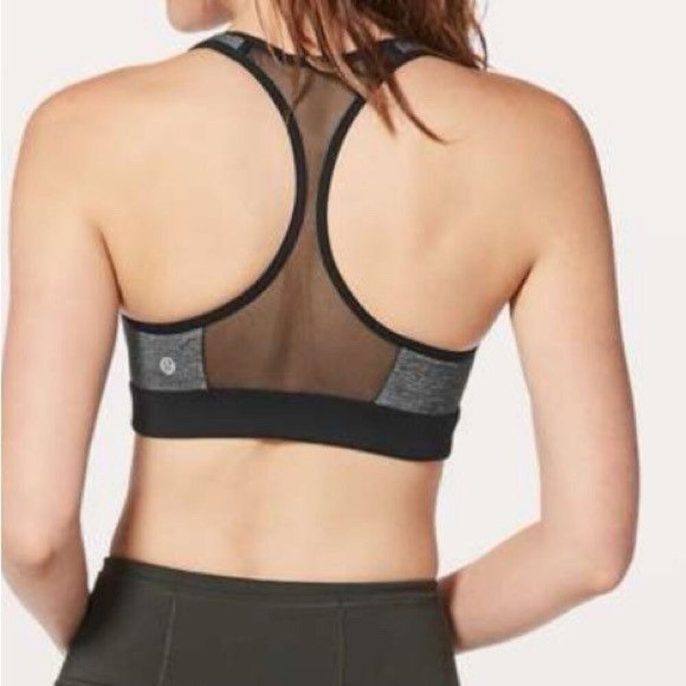 Lululemon Speed Up Bra *High Support for C/D Cup Size 8 Gray Black Mesh